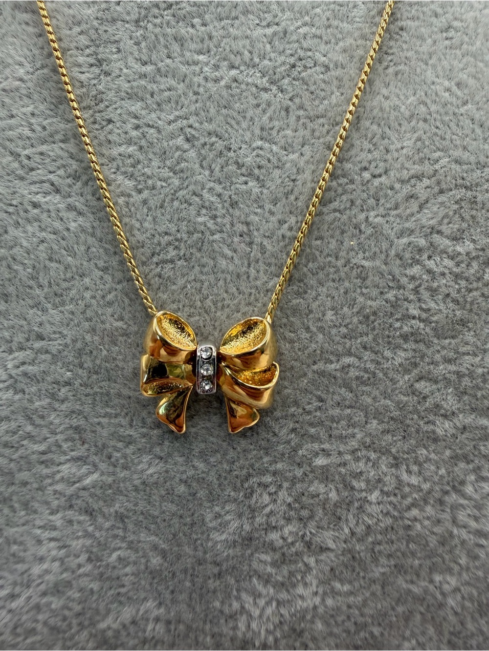 YSL Vintage Gold Tone Bow with Crystals necklace
